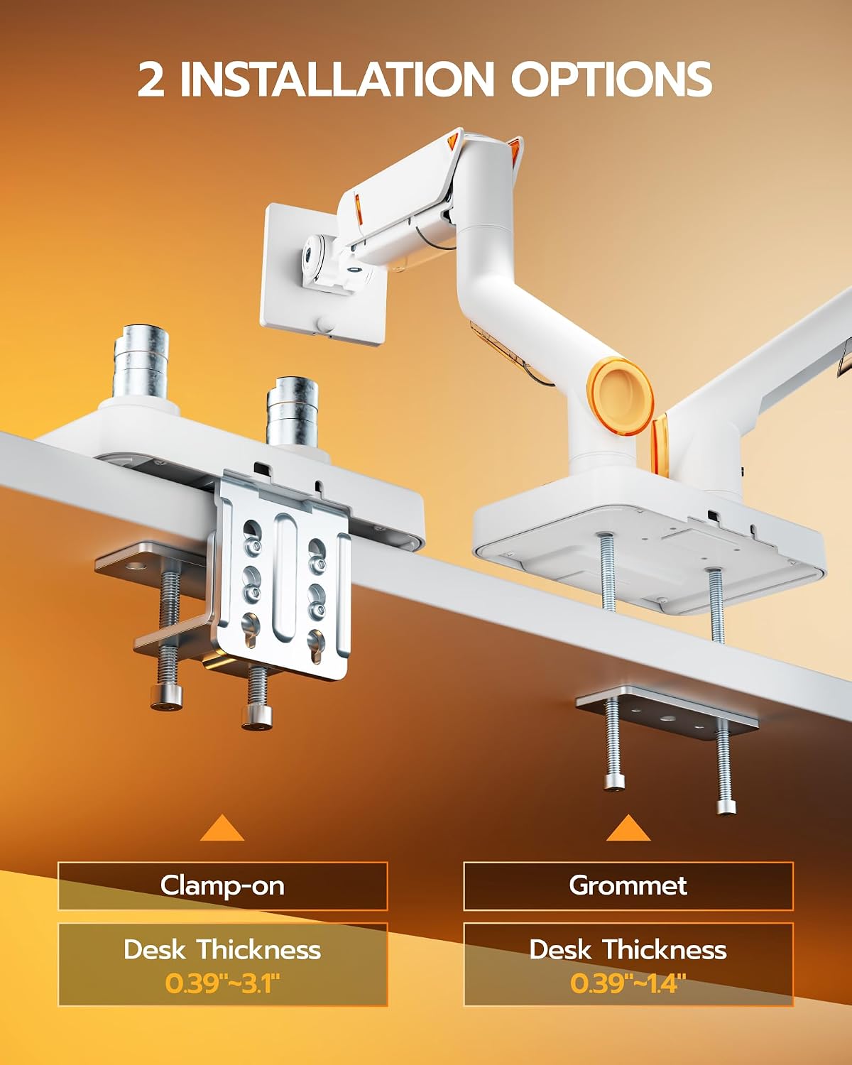 ARES WING 17-45 Inch Monitor Arm Ultrawide Dual Monitor Mount, White
