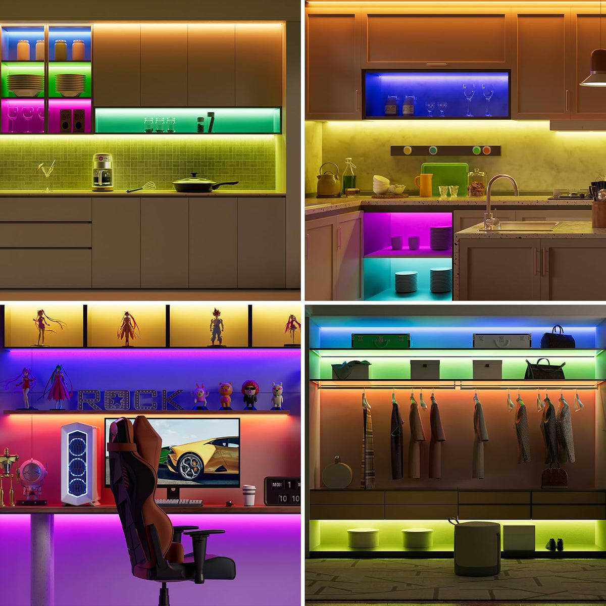 PAUTIX RGB COB LED Strip Light 16.4ft/5m,UL Listed 840LEDs/m 24V Color Changing LED Strip Lights,Compatible with Alexa/Google Assistant/Tuya Multicolor Flexible Tape Light for TV,Bedroom,Party