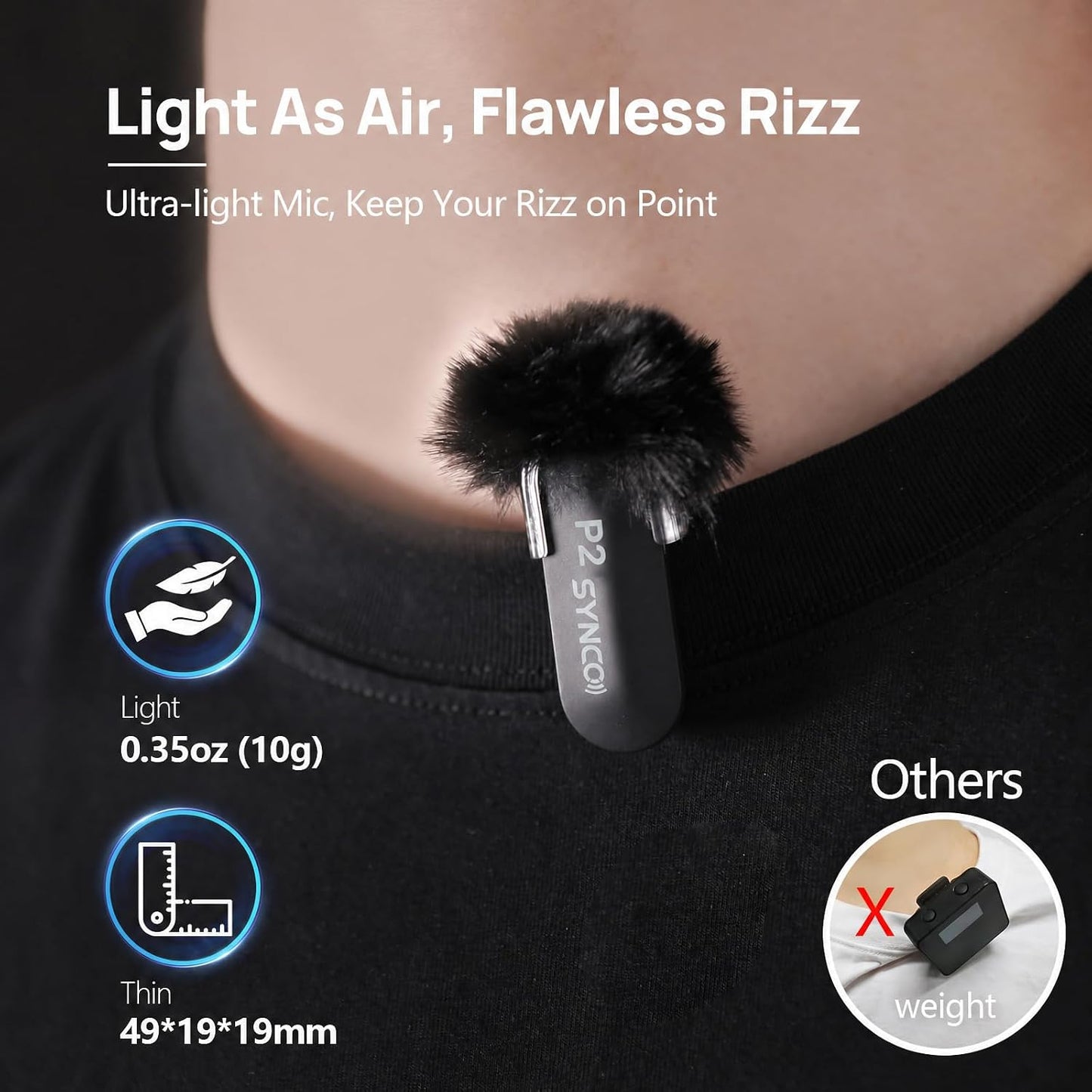 SYNCO 2 Mics Wireless Lavalier Microphone, USB-C Wireless Microphones for iPhone 15, Andriod Phone, P2XT Professional Lapel Mics for Tiktok, YouTube, Streaming, Vlog Video Recording, Type-C Devices