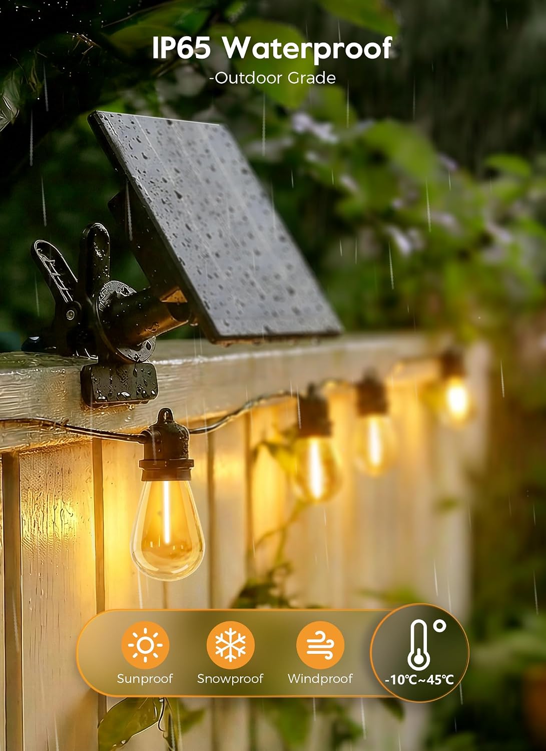 Minetom 100FT Solar String Lights Outdoor Waterproof, S14 Patio Lights | 31+2LED Shatterproof Bulb, Remote Type-C Port Timable, 3 Light Modes Dimmable Solar String Lights for Outside, Yard, Camping