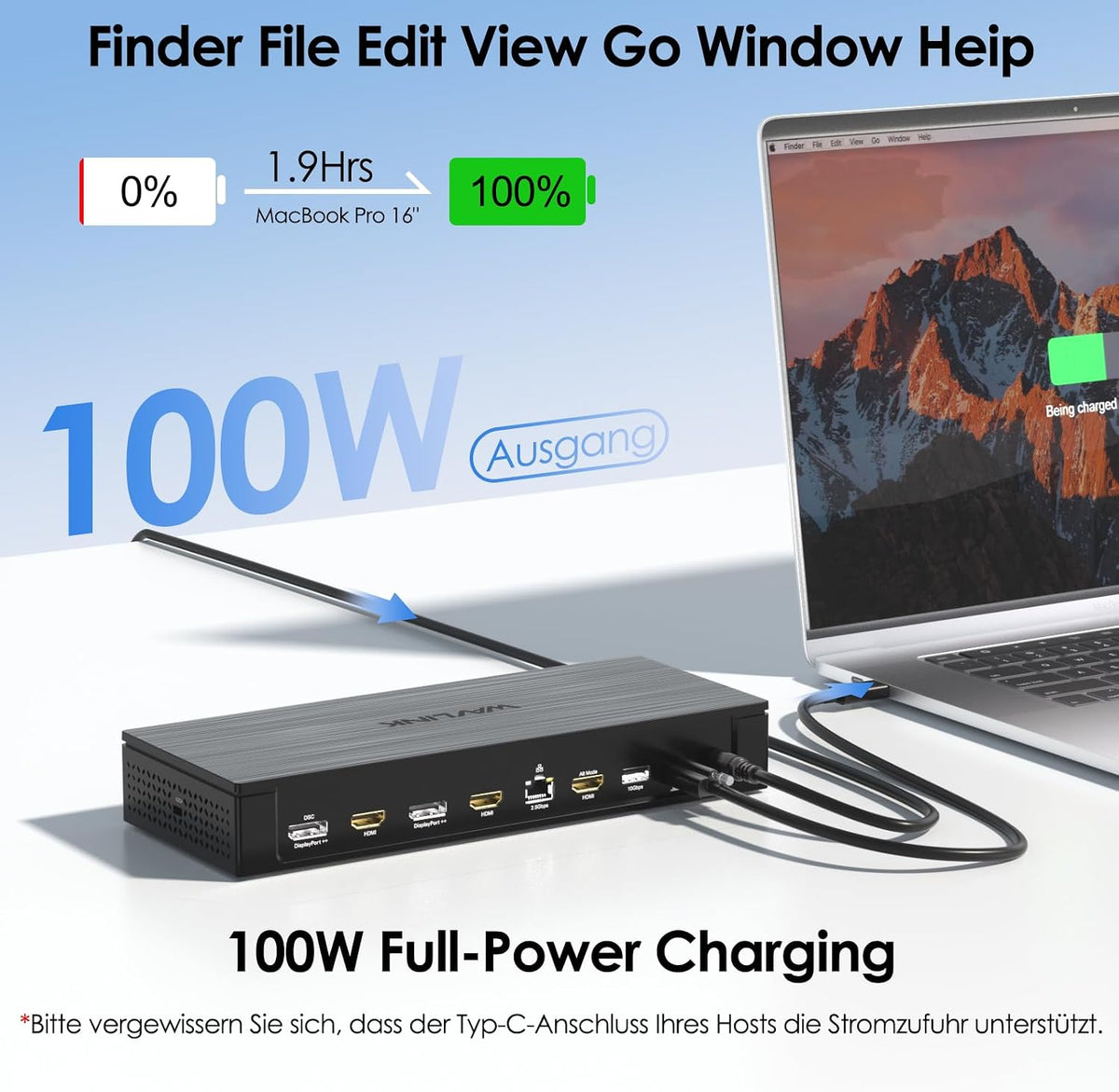 WAVLINK Pro Docking Station 5 Monitors, Up to Five 4K Displays for Mac(M1-5, Neo) & Windows, DisplayLink Dock with PD100W, 2X DP 1.4(120Hz), 2X HDMI, Alt HDMI, 2.5Gbps Ethernet, Driver Required DL7400