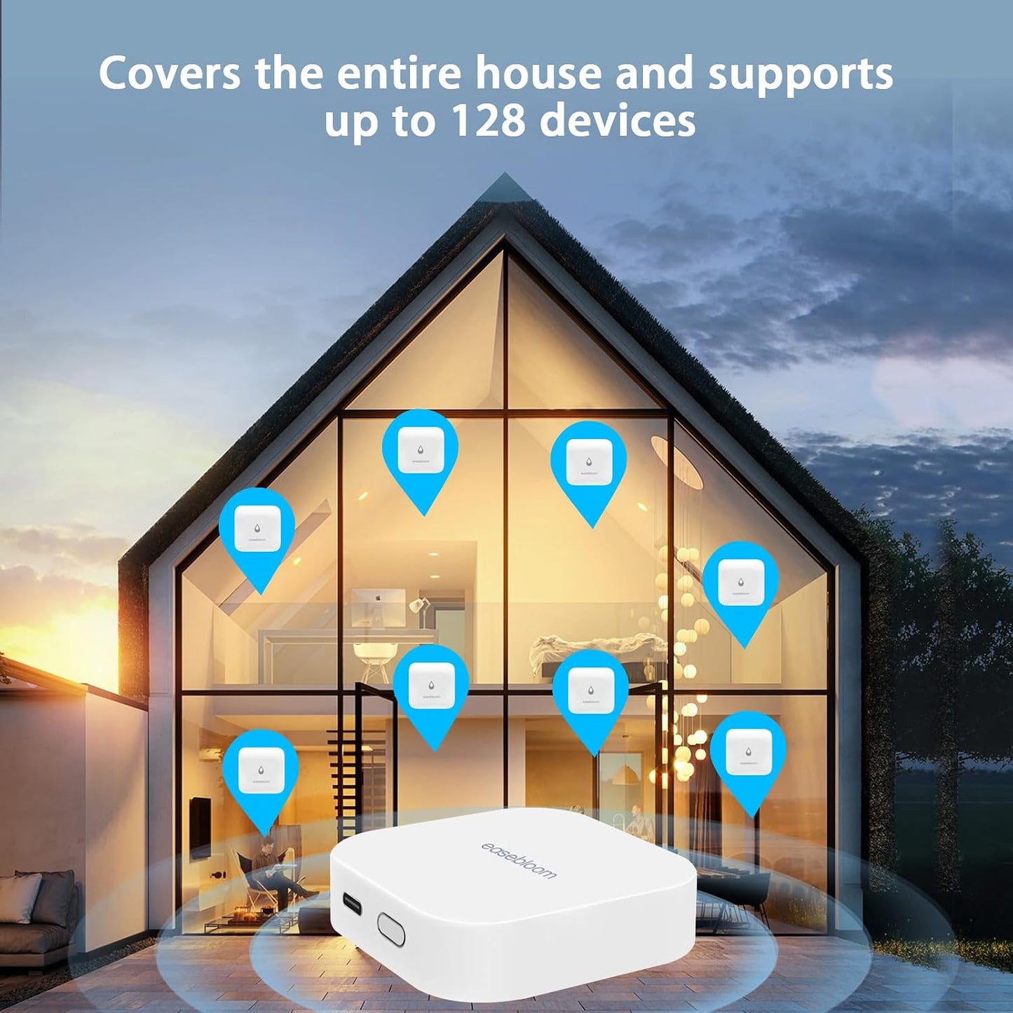 Water Leak Detector for Home, Hub & Mini Sensor 4-Pack | App Notifications, For Kitchen/Bathroom, Smart Water Leak Sensor