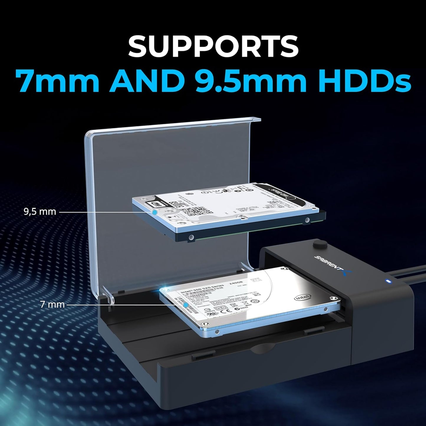 Sabrent USB 3.0 to SATA Hard Drive Docking Station, 2.5/3.5in (EC-DFLT) | Lay-flat dock for 2.5"/3.5" HDD & SSD; UASP 5Gbps; USB-powered; supports SATA I/II/III; hard drive reader; hdd enclosure
