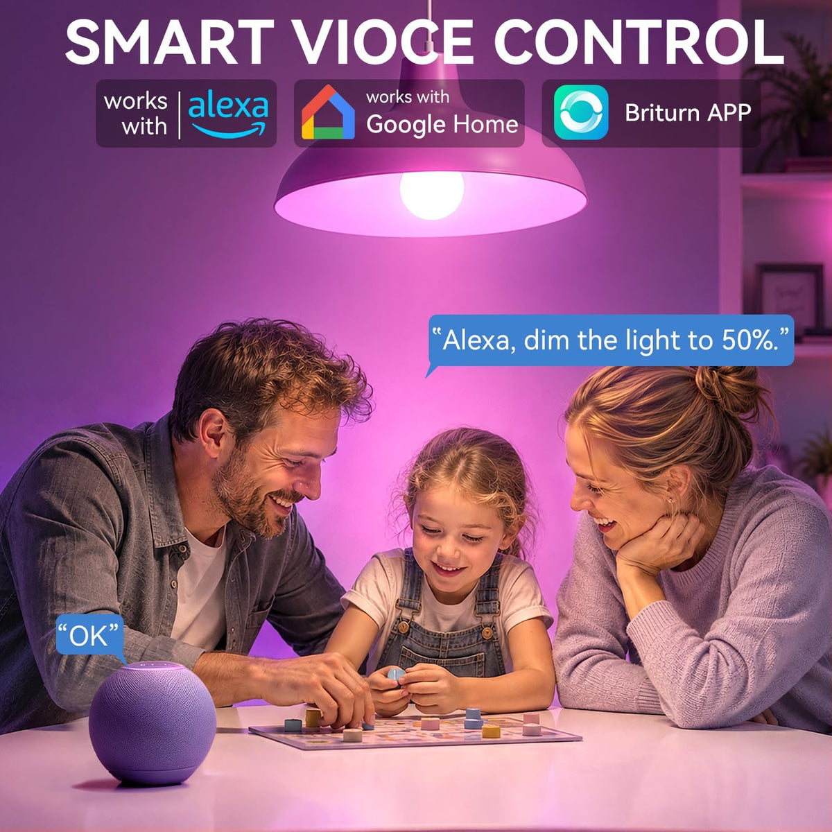 Auxmir A19 Smart Light Bulbs with Remote, RGB+CCT Color LED Bulbs, 2-Pack
