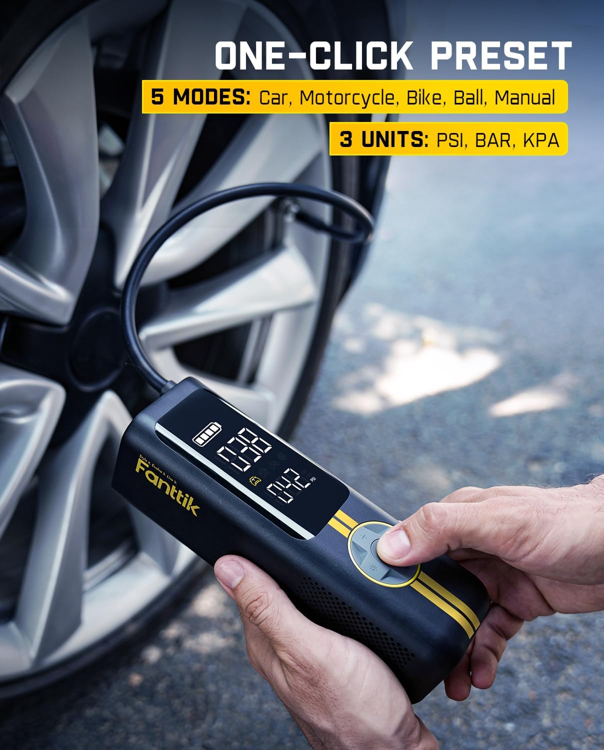 Fanttik X8 APEX EV Tire Inflator Portable Air Pump, 2X Faster Inflation | 150PSI Cordless Air Compressor with Powerful Battery, Handed Inflator for Electric Cars, Cars, Motorcycles, Bikes, Balls