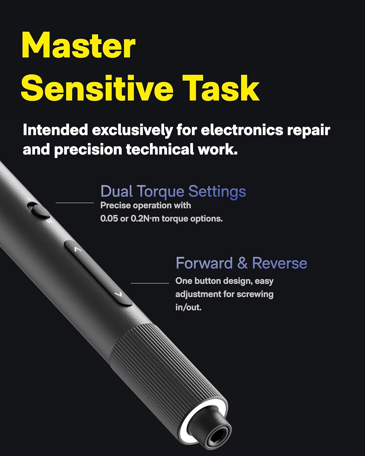 HOTO 25-in-1 ADV Mini Electric Screwdriver Set with LED & Dual Torque | Professional Repair Tools for Technicians, Engineers, and DIY Electronics Maintenance