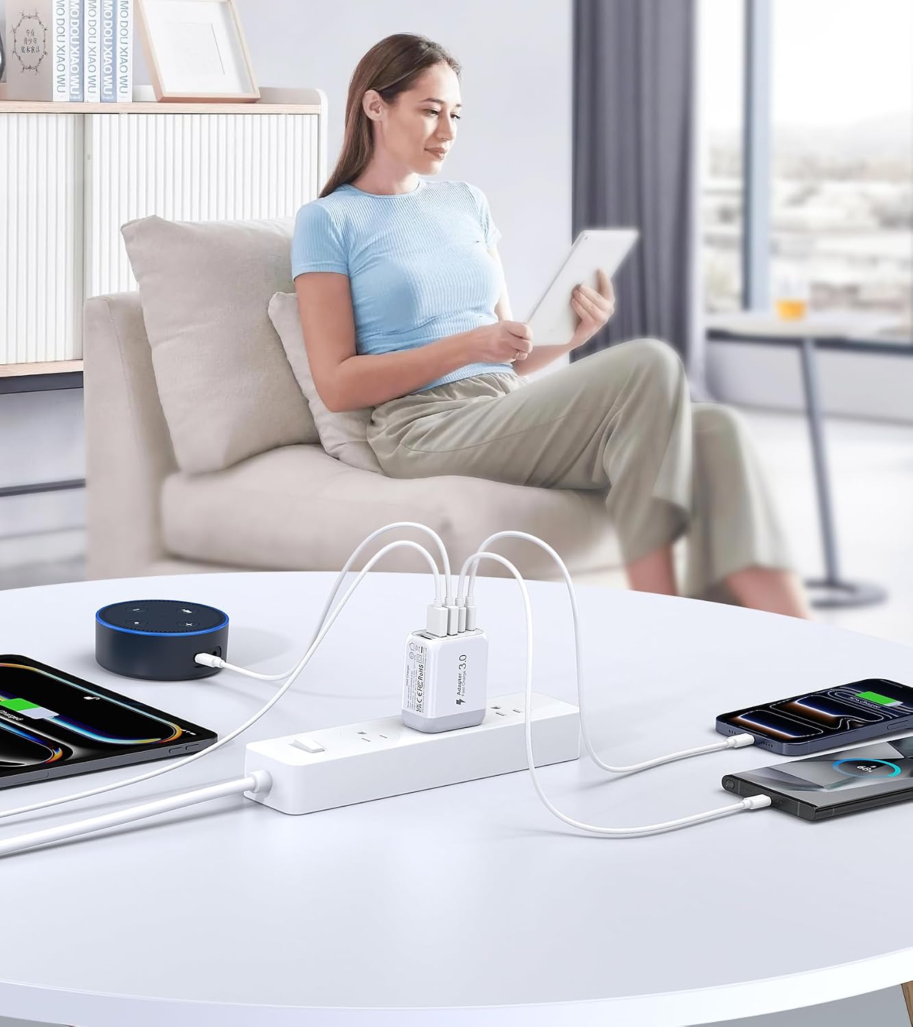 USB C Wall Charger Block, 2Pack 50W 5-Port C Charger Fast Charging Block PD Power Adapter +QC Multiport Type C Box Brick Cube USB A Wall Plug for iPhone 16/15/14 Pro Max Plus, iPad,Samsung Galaxy