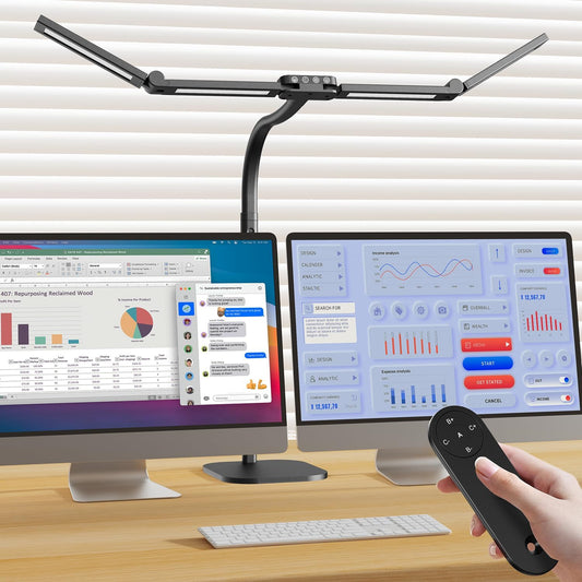Omorepa 4 Light Bar Design Goose-Neck Desk Lamp with Base,24W Bright Led Tall Overhead Desk Light for Home Office,Eye Care Reading Table Light for Desktop Working,Drafting,Reading