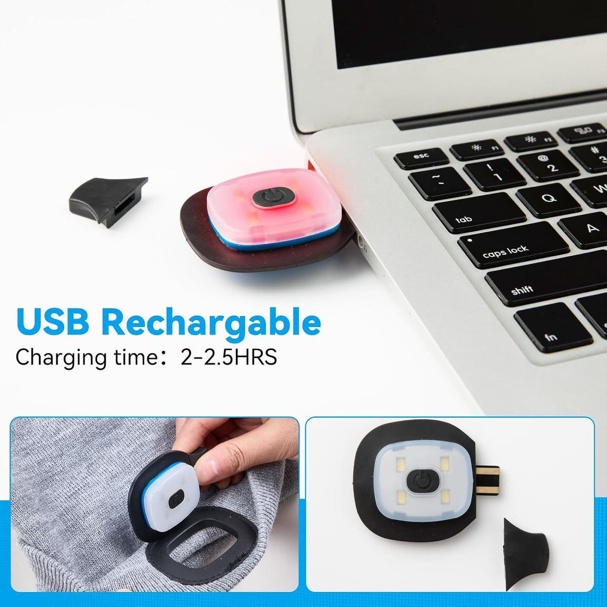 Beanie Hats with Light, USB Rechargeable LED Hand Free Headlamp, Ideal for Camping, Hiking, Mens Gifts, Birthday Gifts for Men, Women, Dad, Him, Husband, Adventurer, 2 Pack, Grey