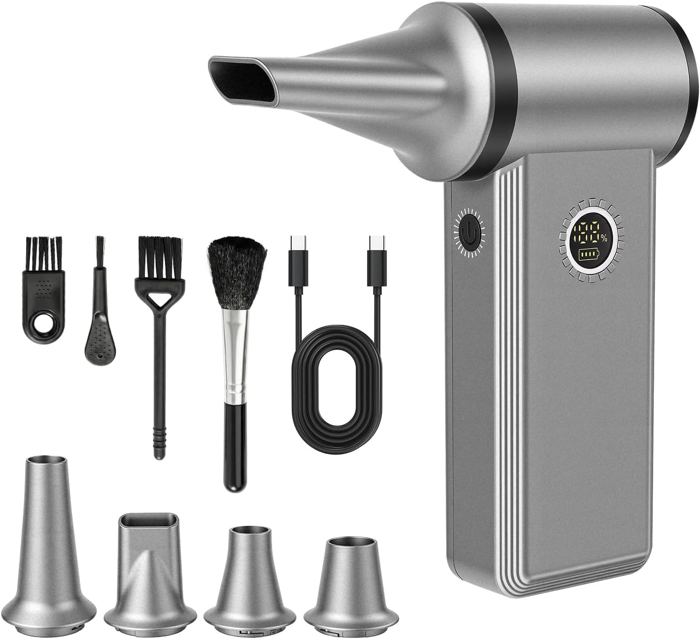 Compressed Air Duster, 180000RPM Brushless Dust Blower, 45W Charge | 4 Speeds, 8000mAh, Mini Cordless Electric Duster, SuperPower, Reusable, Durable, Clean PC/Keyboard/Car/Camera/Golf/Outdoor