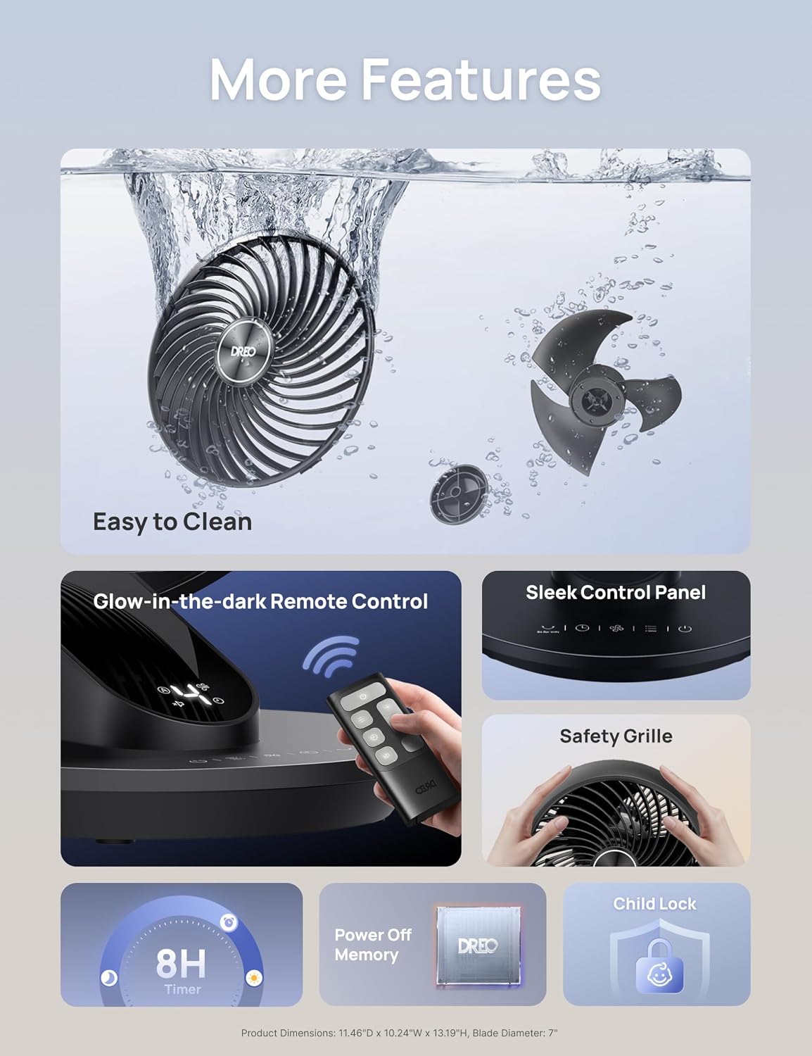DREO Smart Fan for Bedroom, 120° Vertical and 90° Oscillating Fan with Voice Control, 13 Inch Quiet Air Circulator for Whole Room, 70 ft, 4 Speeds, 5 Modes, 12H Timer, Desk Fans for Home, Office