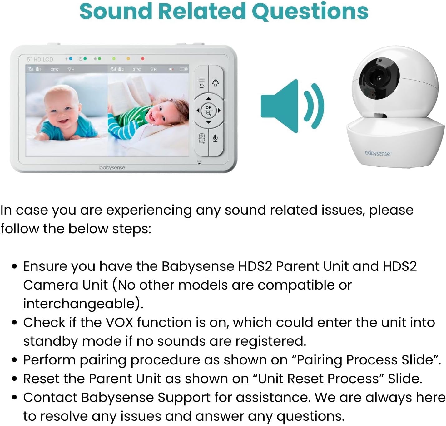 Babysense Replacement Add-On Camera for Video Baby Monitor HDS2, Will Work Only with HDS2 Monitors, Requires HDS2 Parent Unit to Operate