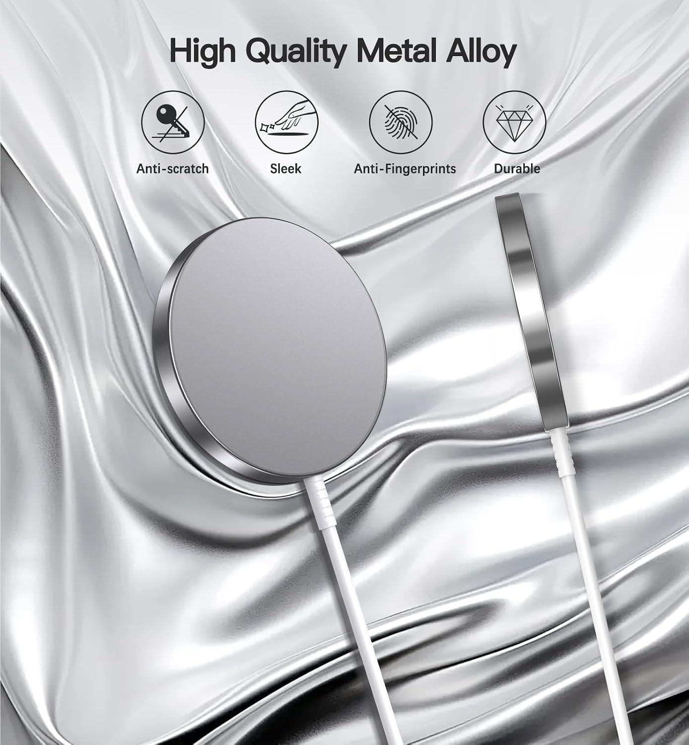 Magnetic Wireless Charger, 2-Pack 15W Fast Mag-Safe Stand for iPhone 17-12 | Fast Magnetic Wireless Charging Pads for iPhone 17/17 Air/17 Pro/17 Pro Max, 16/15/14/13/12 Series and AirPods(white）