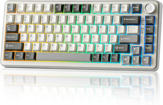 YUNZII B75 PRO 75% Wireless Mechanical Keyboard (Grey, Cocoa Cream V2)