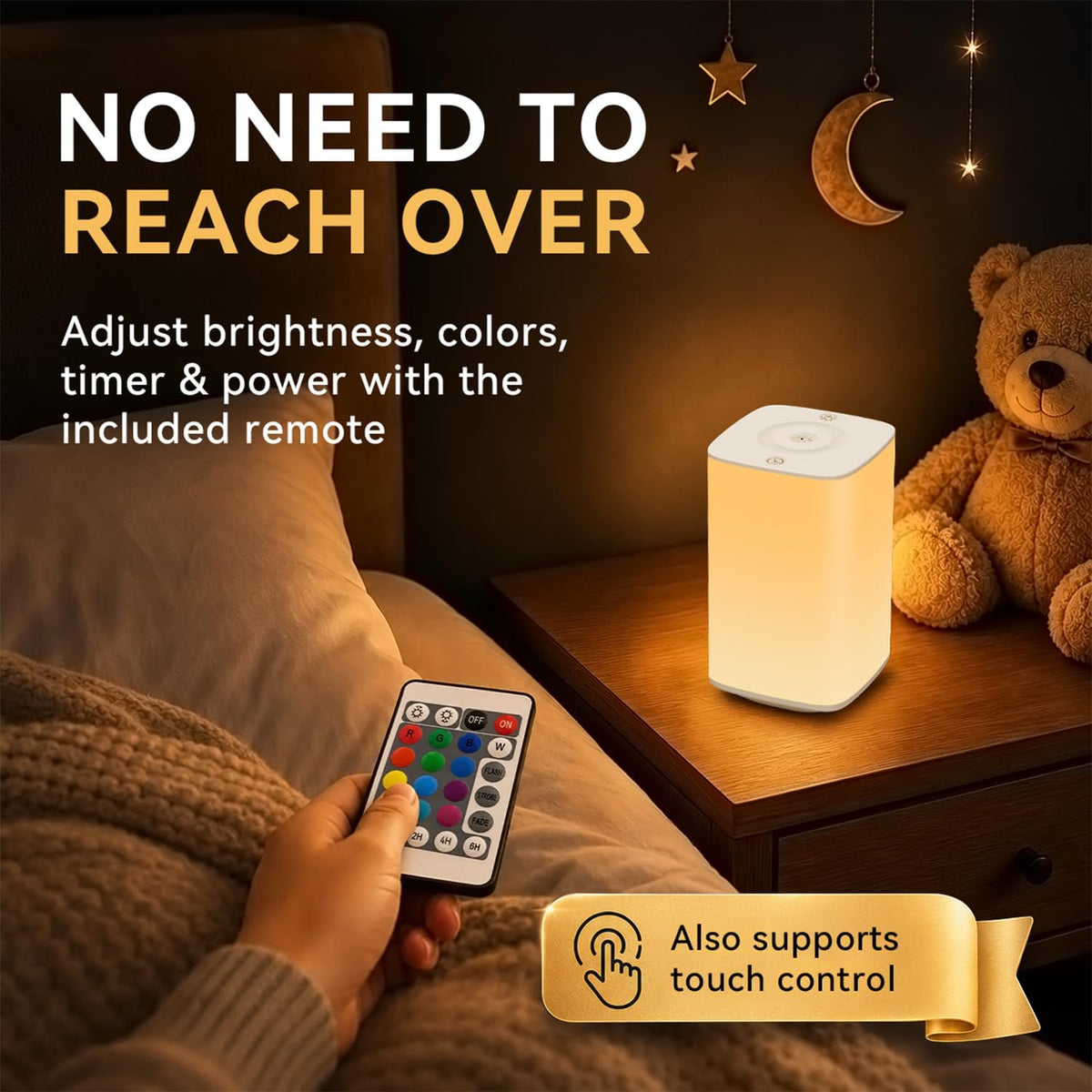 Auxmir Baby Night Light, 4000mAh, Remote, Touch, 256 RGB Colors, White