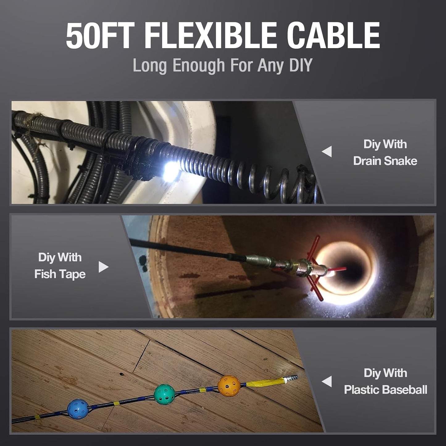 Teslong 50FT USB C Borescope Camera with Light for iPhone 15/16/17 Android | 15m DIY Scope Camera for Sewer Drain Pipe Inspection, 8 LED Lights, IP67 Waterproof, 1.0MP HD Endoscope, Flexible Snake Cable