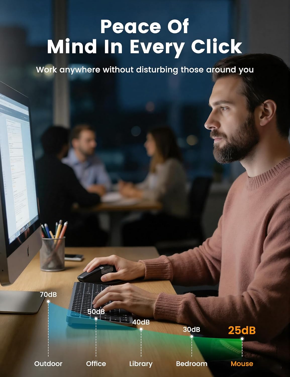 SABLUTE Wireless Mouse for Laptop (2.4G+2BT+Wired),Ergonomic Optical Mice | 800mAH Rechargeable, Ultra-Fast Scrolling, Side Scroll, Quiet Clicks, 8K DPI, 5 Programmable Buttons, Work with Win/Mac- MAM6