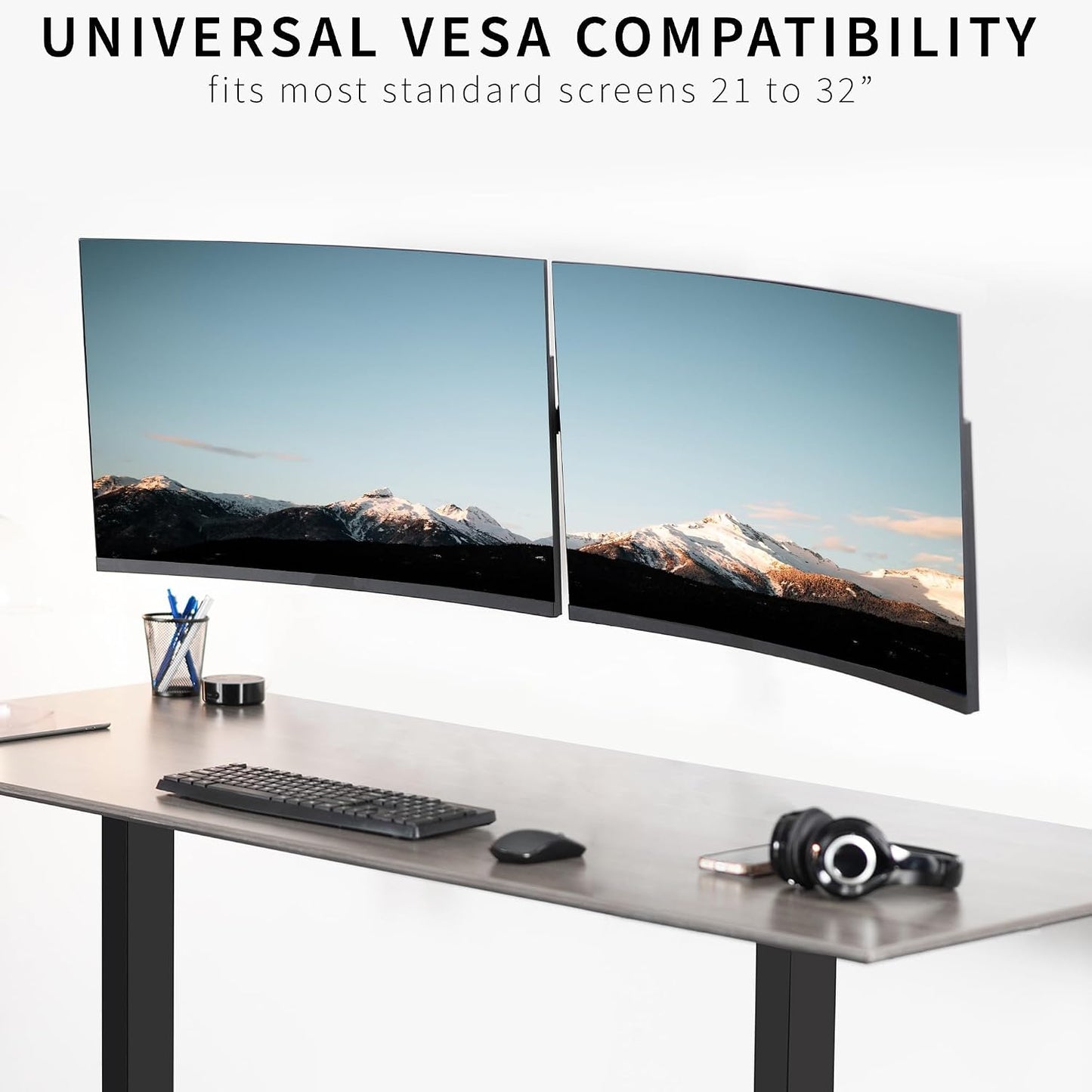 VIVO Premium Dual 21 to 32 inch LCD LED Monitor Wall Mount, Heavy Duty Telescoping Arms, Flush Wall Setup, Fits 2 Screens, Black, MOUNT-TS32B