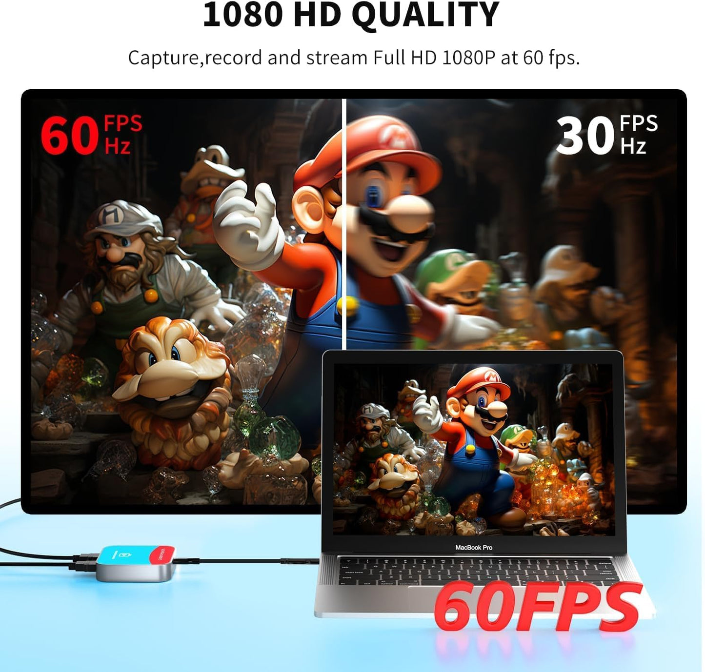 Capture Card for Nintendo Switch, 4K HDMI Capture, USB C 3.0 1080P 60FPS | Audio Video Recorder, low latency, streaming accessories, USB capture card for streaming/gaming, for PS5/Xbox/OBS/Camera/PC