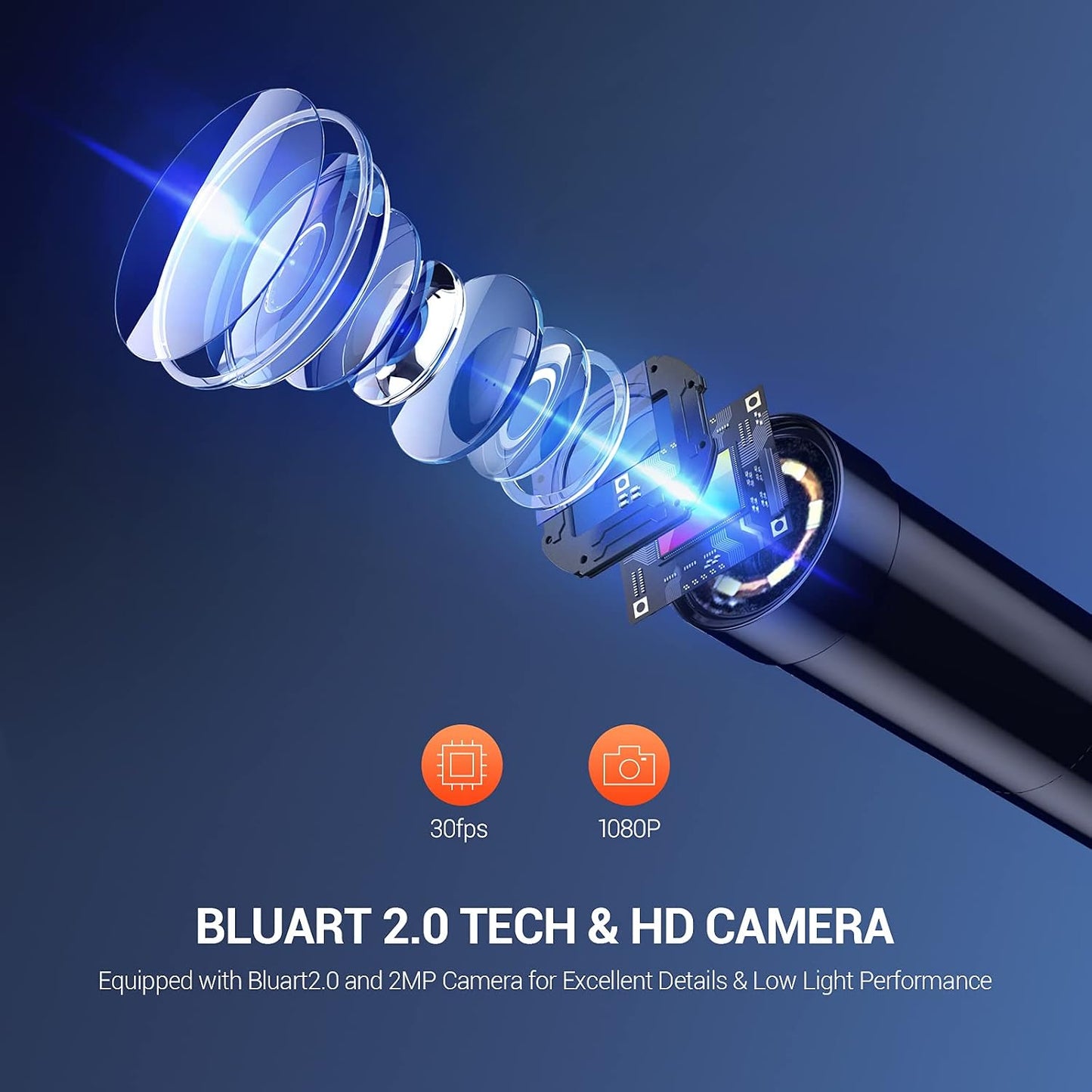 DEPSTECH 5.5mm Industrial Endoscope, 1080P Digital Borescope Inspection Camera with 4.3" Screen, IP67 Waterproof Snake Camera with Lights,16.5FT Semi-Rigid Cable, 32GB Card &Photo Capture,Helpful Tool