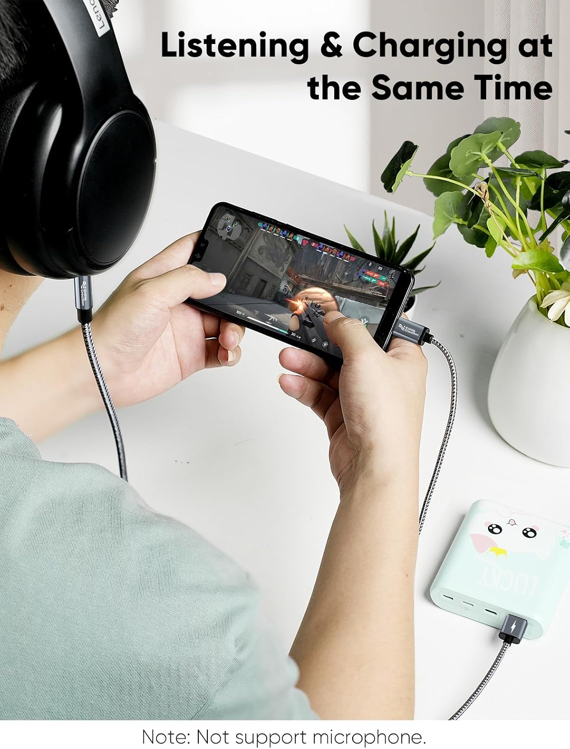 CableCreation USB C to 3.5mm Audio Cable with USB Charging Car Aux Cable | Type C to Aux Jack Headphone Car Stereo with 18W Charge for iPhone 16 15 Pro Max Plus, Galaxy S24/S23+, Pixel 9/8/7+