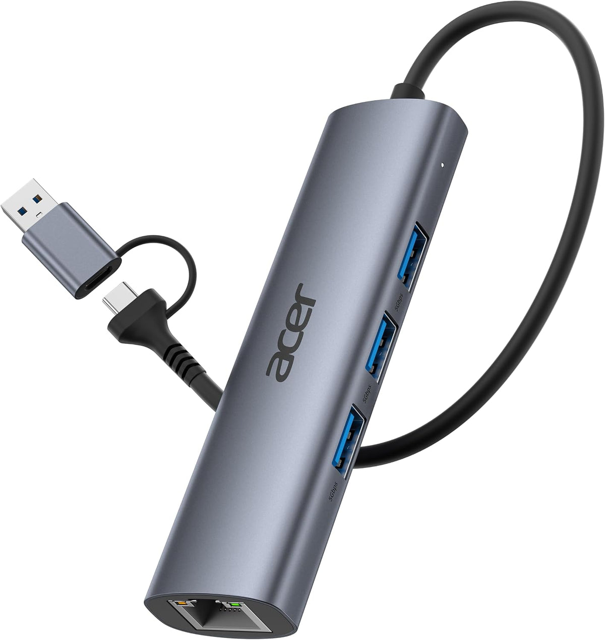 Acer USB to Ethernet Adapter, USBC Hub Ethernet 1Gbps with 3*USB 3.0