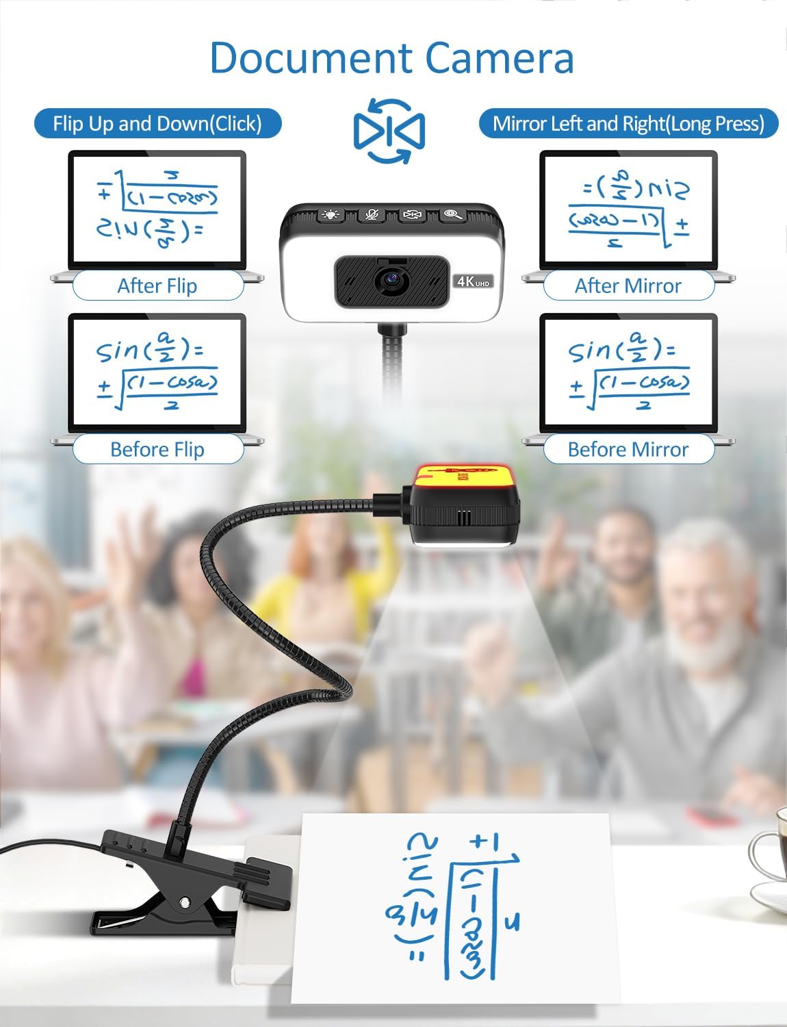 Webcam for PC, 4K Streaming Camera with Light, Web Camera for Desktop/Laptop Computer Webcam with Microphone, Plug and Play USB Web Cam with Bracket, for Video Calls and Meetings (Black)
