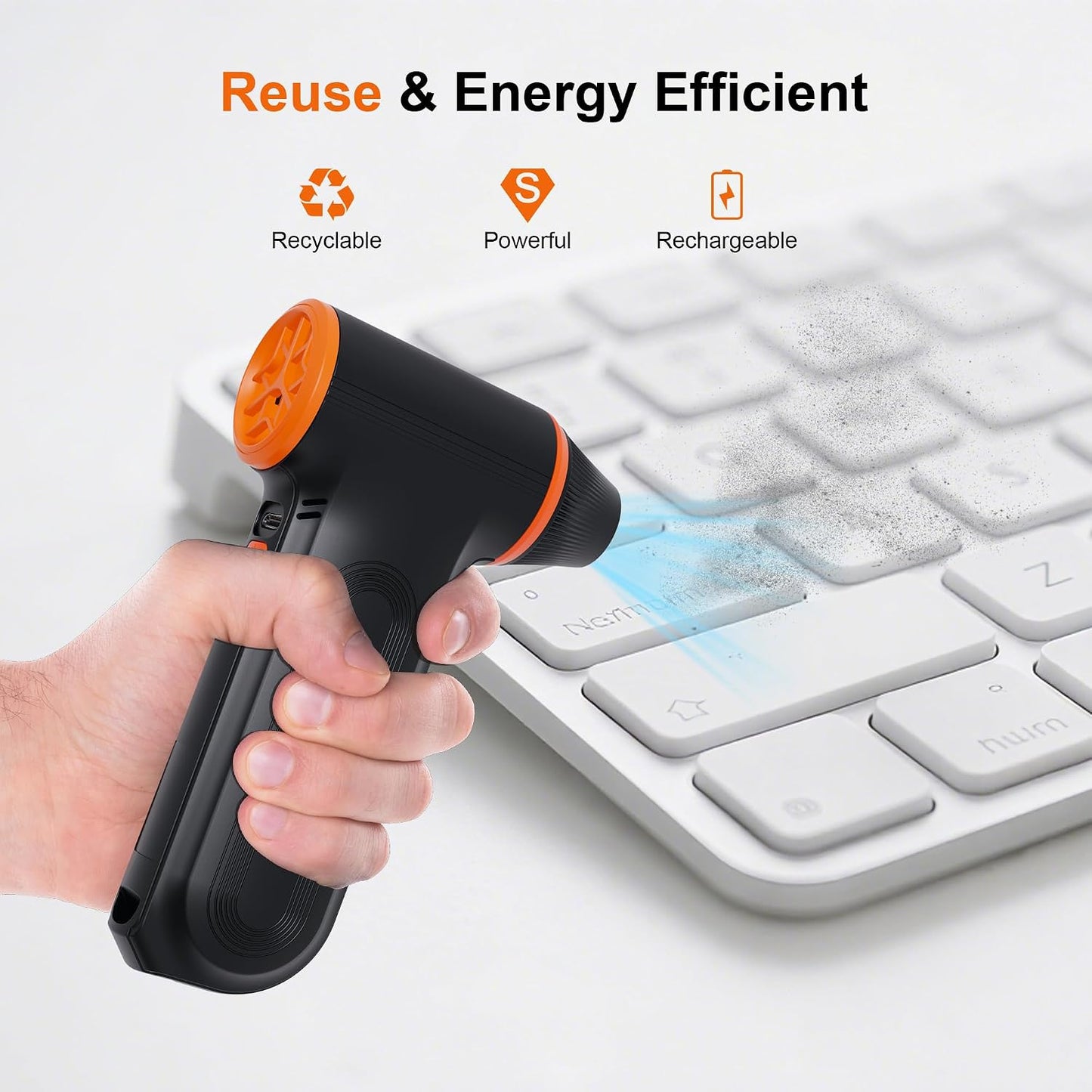 Compressed Air Duster,150000RPM Super Power air Blower,3-Speed Adjustable | rechargeable air duster with High speed brushless motor, 3-speed/multiple nozzles,for cleaning car, keyboard, computer, home.