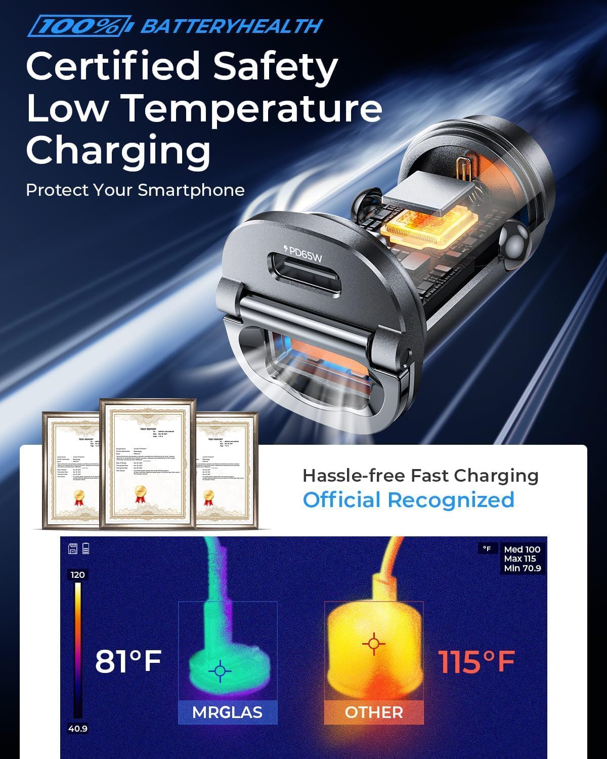 【Upgraded】 125W Car Charger USB C Fast Charge for iPhone 18 Pro Max