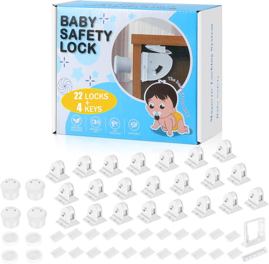 22 Pack Magnetic Cabinet Locks for Child Safety, Drawer Locks Baby Proofing