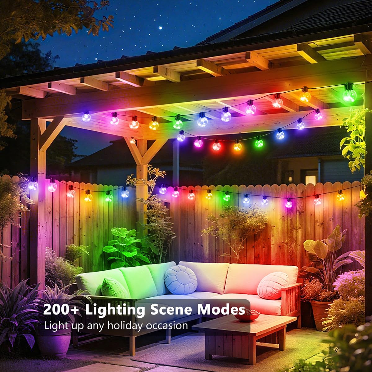 Outdoor String Lights USB Plug-in,22ft 20 Color Changing LED Bulbs