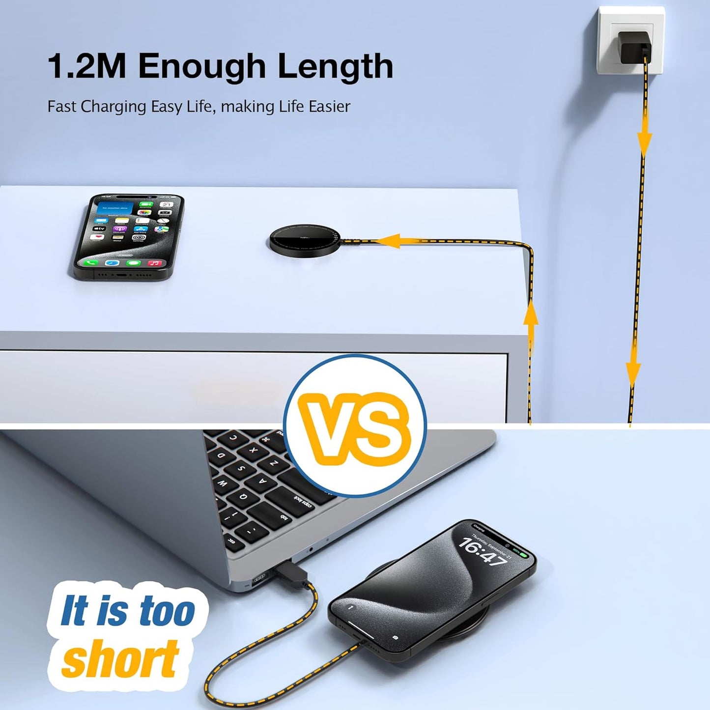 Magnetic Wireless Charger for iPhone: Compatible with Magsafe Charger iPhone 17 16 15 14 13 12 Series & Airpods 4 3 2 Pro-Fast 15W Max Charging Pad Strong Magnet, Dual USB-C/A Ports-Home Office Travel
