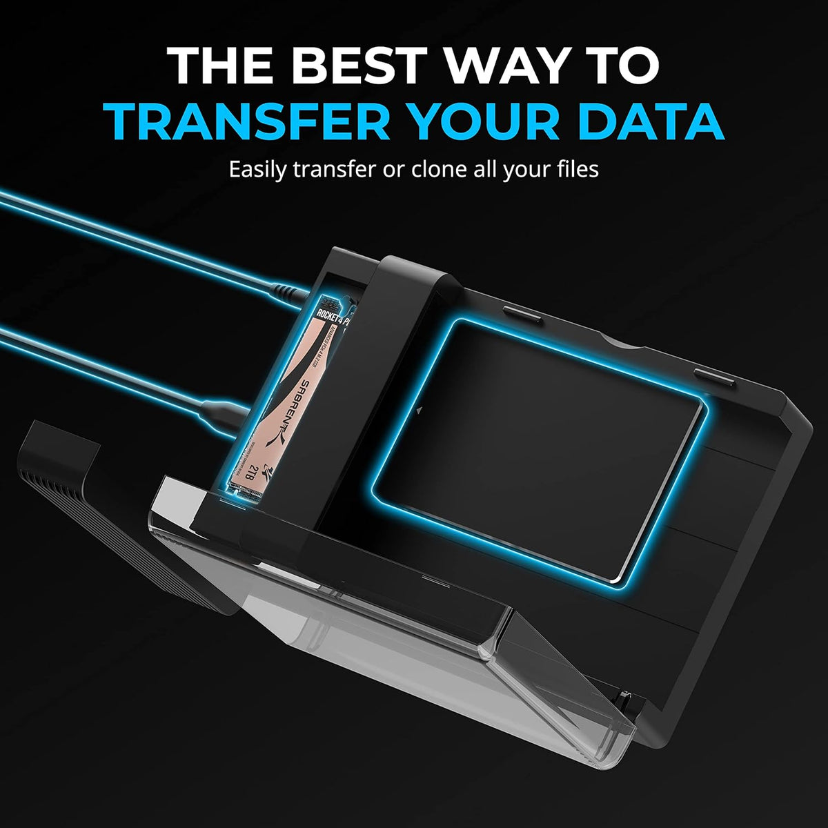 SABRENT Lay Flat NVMe & SATA HDD/SSD Dock, USB-C 10Gbps (DS-UFNC)