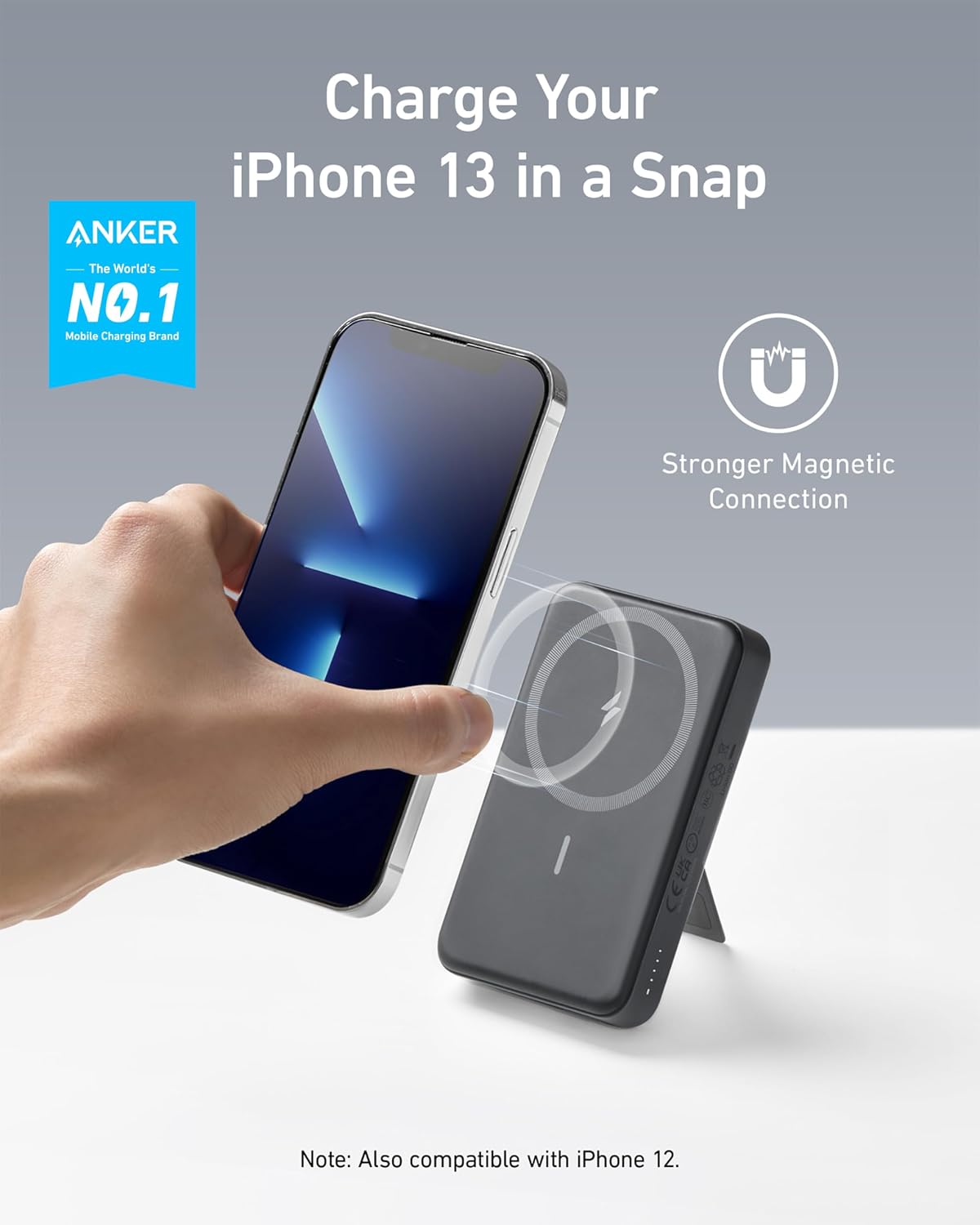 Anker 633 Magnetic Power Bank with Stand, 10,000mAh Portable Charger | Foldable Wireless Charger with 20W USB-C Power Delivery, MagSafe-Compatible for iPhone 16 / 15 / 14 / 13 / 12 Series