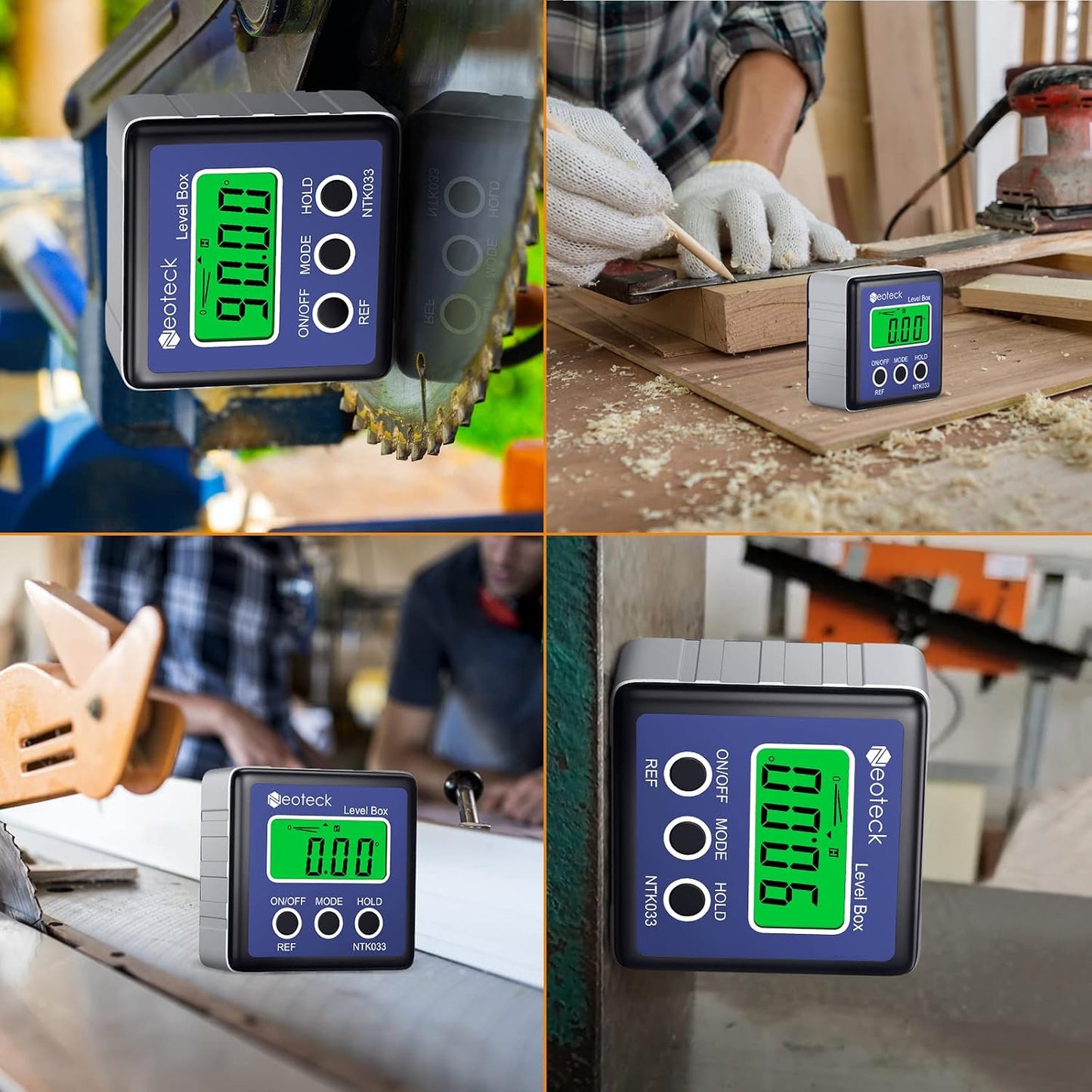 Neoteck Digital Angle Finder LCD Digital Angle Gauge Waterproof Protractor Inclinometer Bevel Box for Helicopter Bevel Angle of Miter Saw Automobile Test and Repair and ect-Blue
