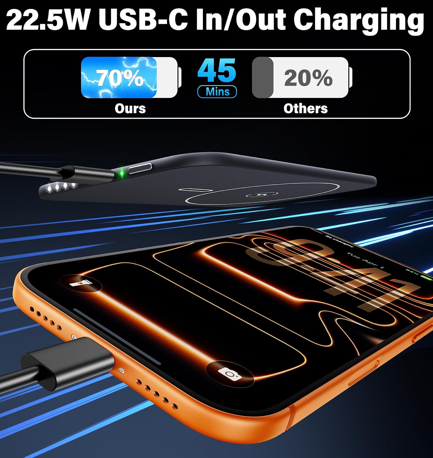 0.29" Ultra Slim 5000mAh for Magsafe Power Bank 22.5W Magnetic Battery Pack | Mini Thin, Fast Charging USB C Wireless Portable Charger Powerbank for iPhone 17 16 15 14 13 12 Plus/ Pro/ Pro Max, Black