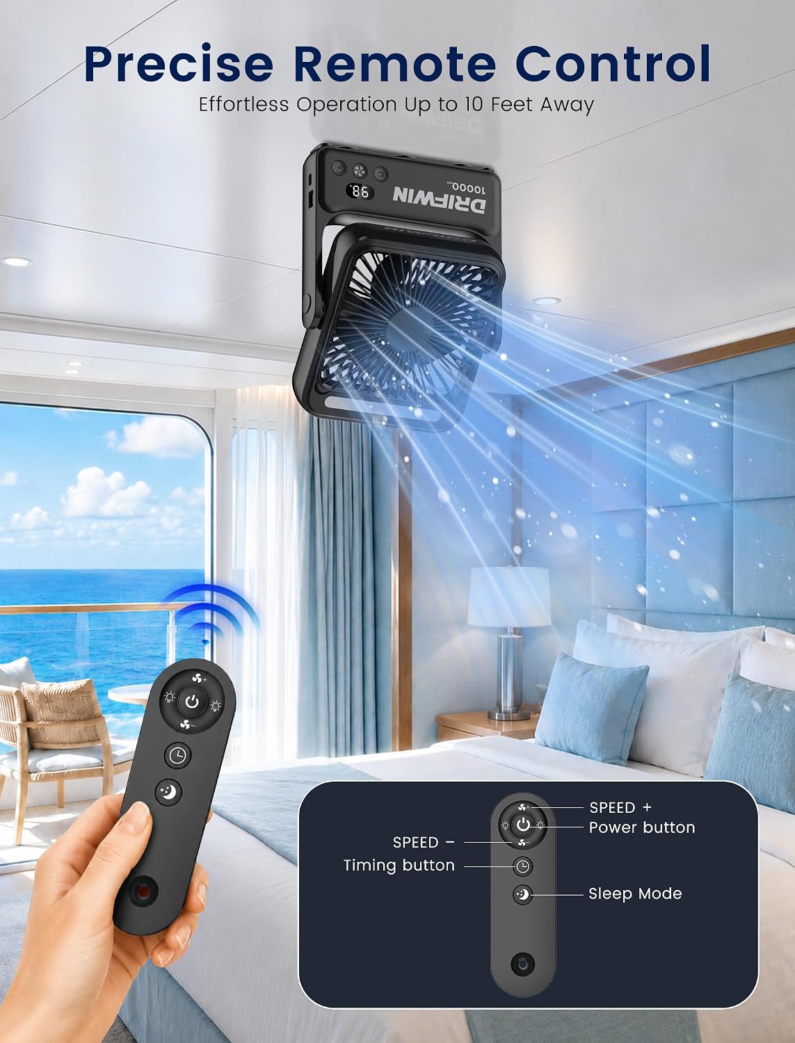 Magnetic Cruise Approved Fan with Night Light, 10000mAh Ultra-Slim Travel Fan, 4-Speed, Hook Design, Portable Fan for Cruise Ship Cabin, Bedroom Sleeping, Camping, Travel & Cruise Essentials 2026