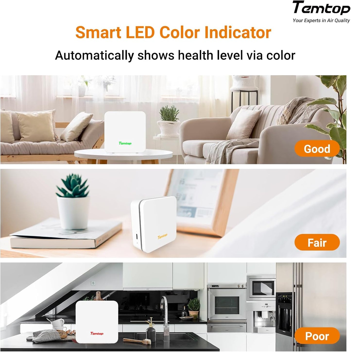 Temtop Ultimate Air Quality Monitoring System: M100 2nd Gen Master Unit with P1 (PM2.5/PM10) & P2 (CO2/PM2.5/PM10) Sensors for Comprehensive Whole-Home Coverage & Smart Insights