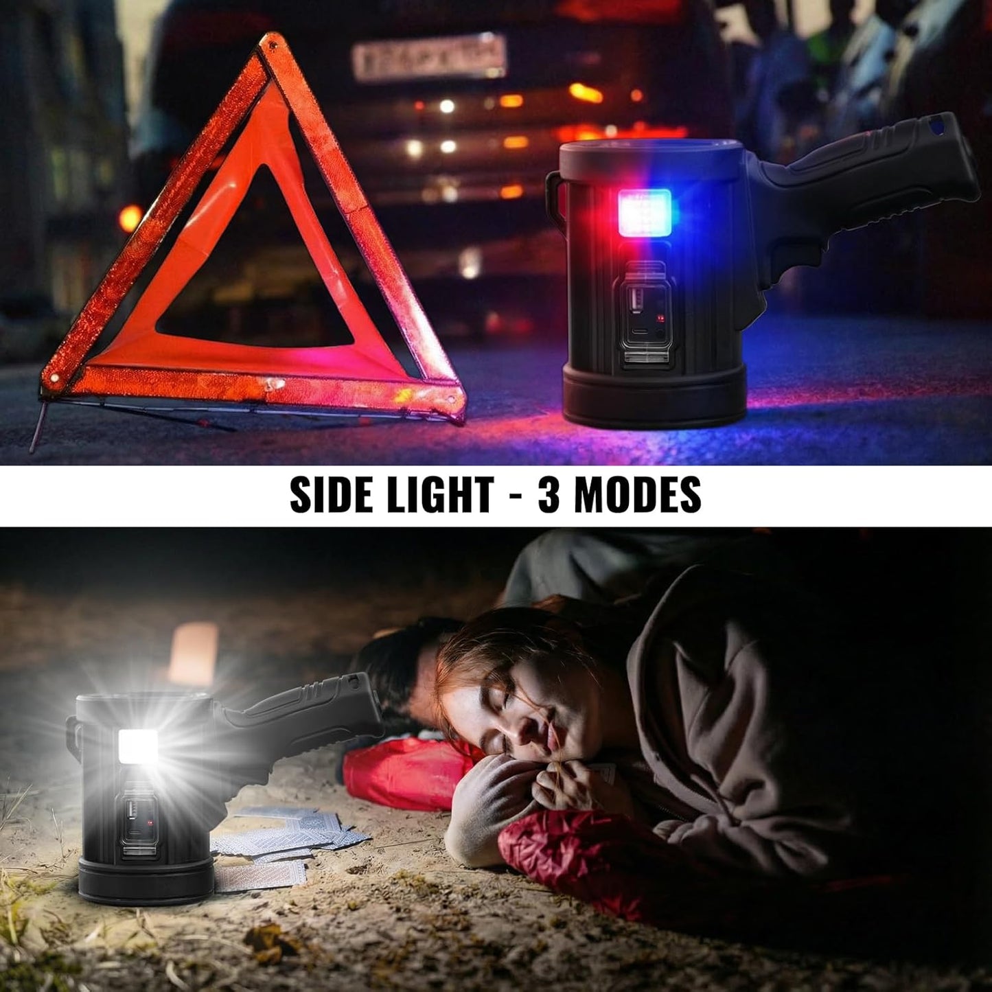 Sigoobal Rechargeable Spotlight,2000000 LM Super Bright Handheld Spot Light LED Flashlight High Lumens,Powered Spotlight Large Searchlight Outdoor with Solar Panels for Boating Camping Hunting