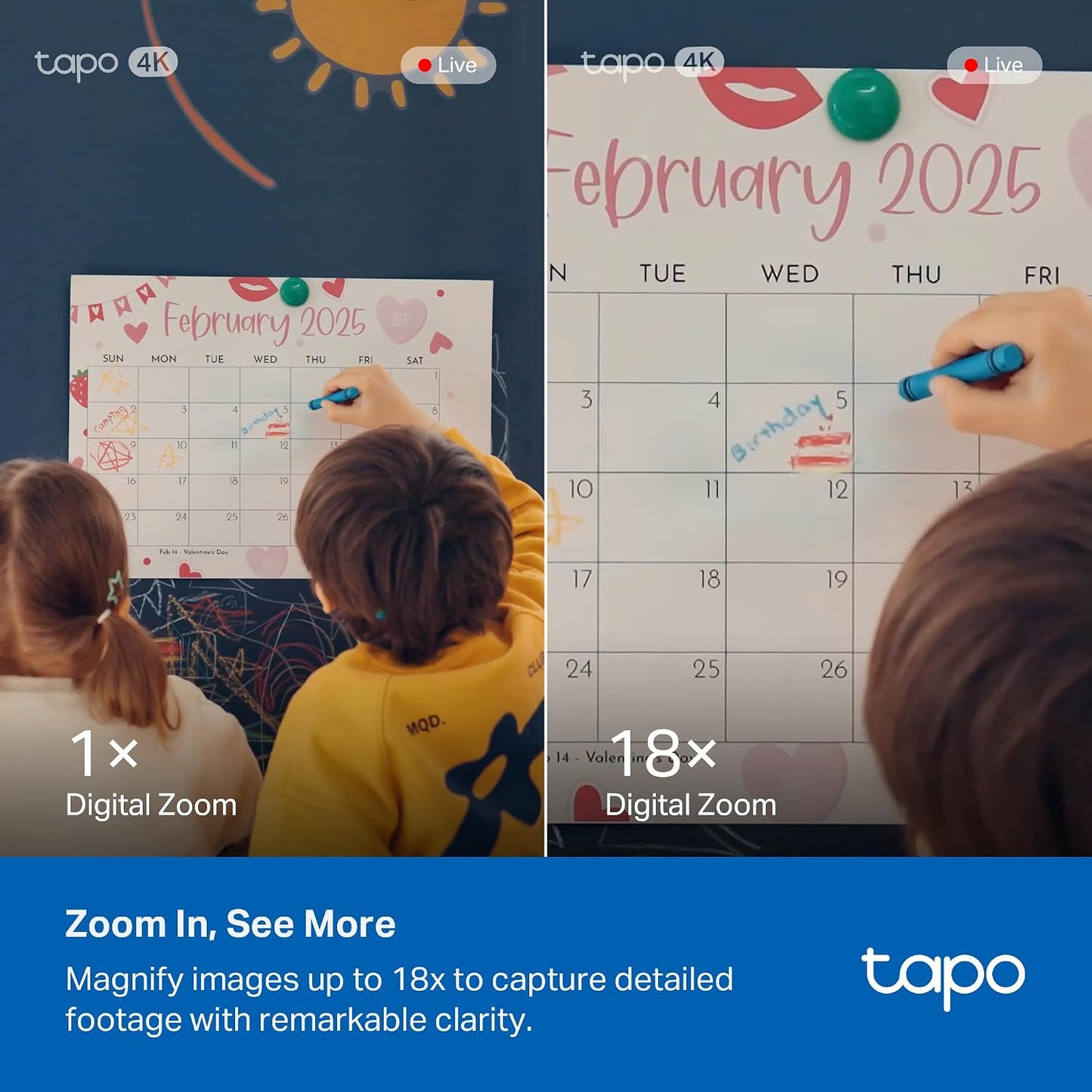 Tapo 4K Indoor Pan/Tilt Wired Security Camera - Works as a Baby Monitor, Person/Pet Detection, Facial Recognition, 360° AI Motion Tracking, Subscription-Free Local Storage or Optional Cloud, C260