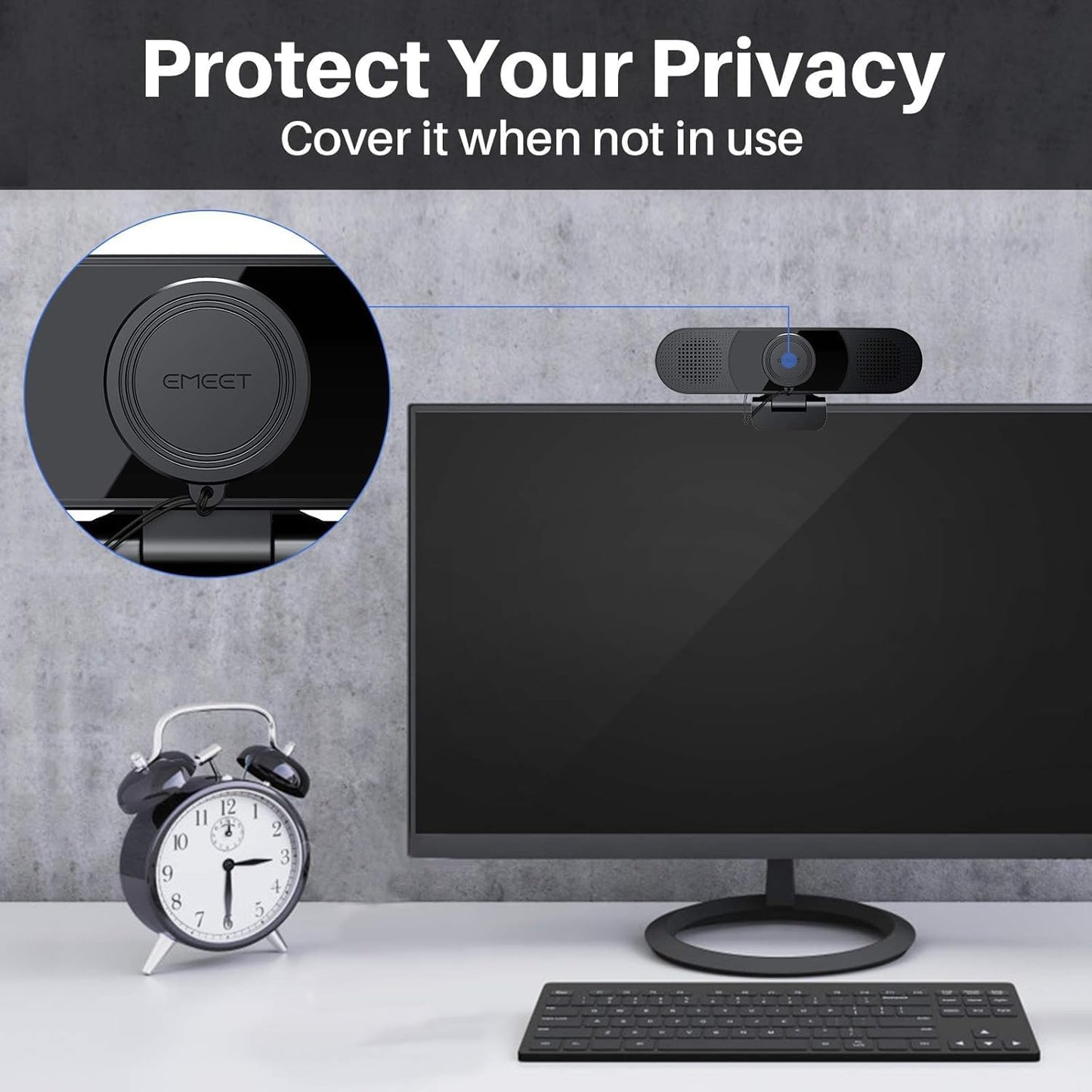 EMEET C980 PRO 3-in-1 1080P Webcam with Microphone and Speaker, 60°-98° FOV | Wide Angle Webcam w/ 4 Noise Cancel Mics 2 Speakers, Auto Low Light Correction W/Cover USB Camera for Online Conference/Class