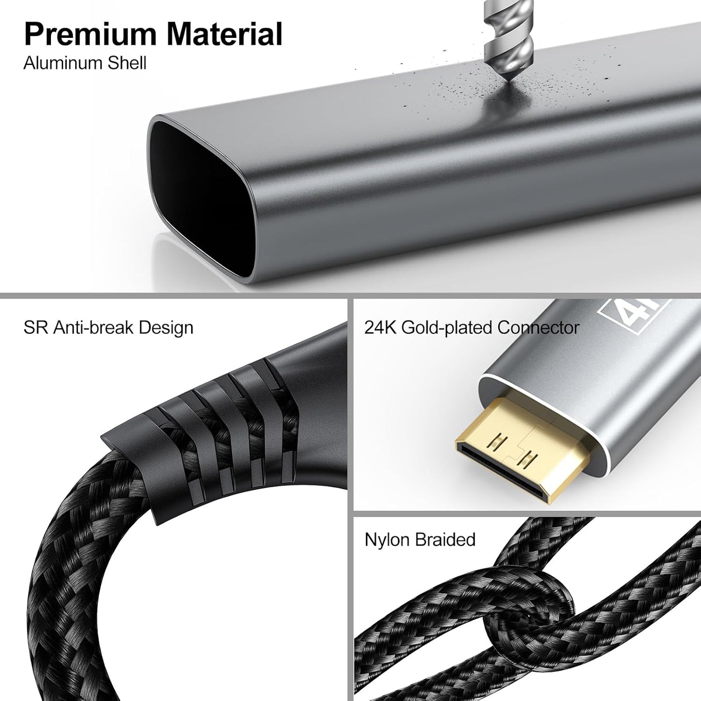 USB C to Mini HDMI Cable 6FT, High Speed USB Type-C to Mini HDMI 2.0 Cord (4K@60Hz,2K,1080P,HDR,3D,ARC) for MacBook, iPhone 17 16/Pro, Galaxy 26/25, iPad Pro, Laptop to Portable Monitor