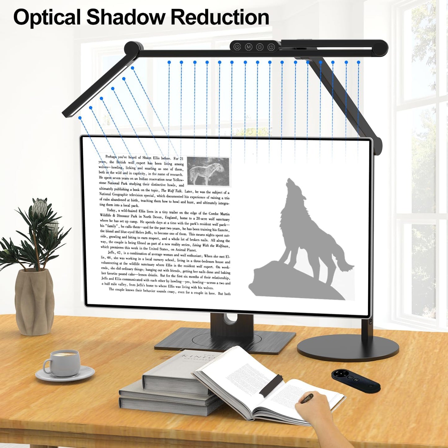 Architect Desk Lamp with Remote Control, Adjustable Led Desk Light for Home Office with Base, 24W Bright Auto Dimming Table Light Rotatable Office Lamp with Swing Arm for Computer Cafting
