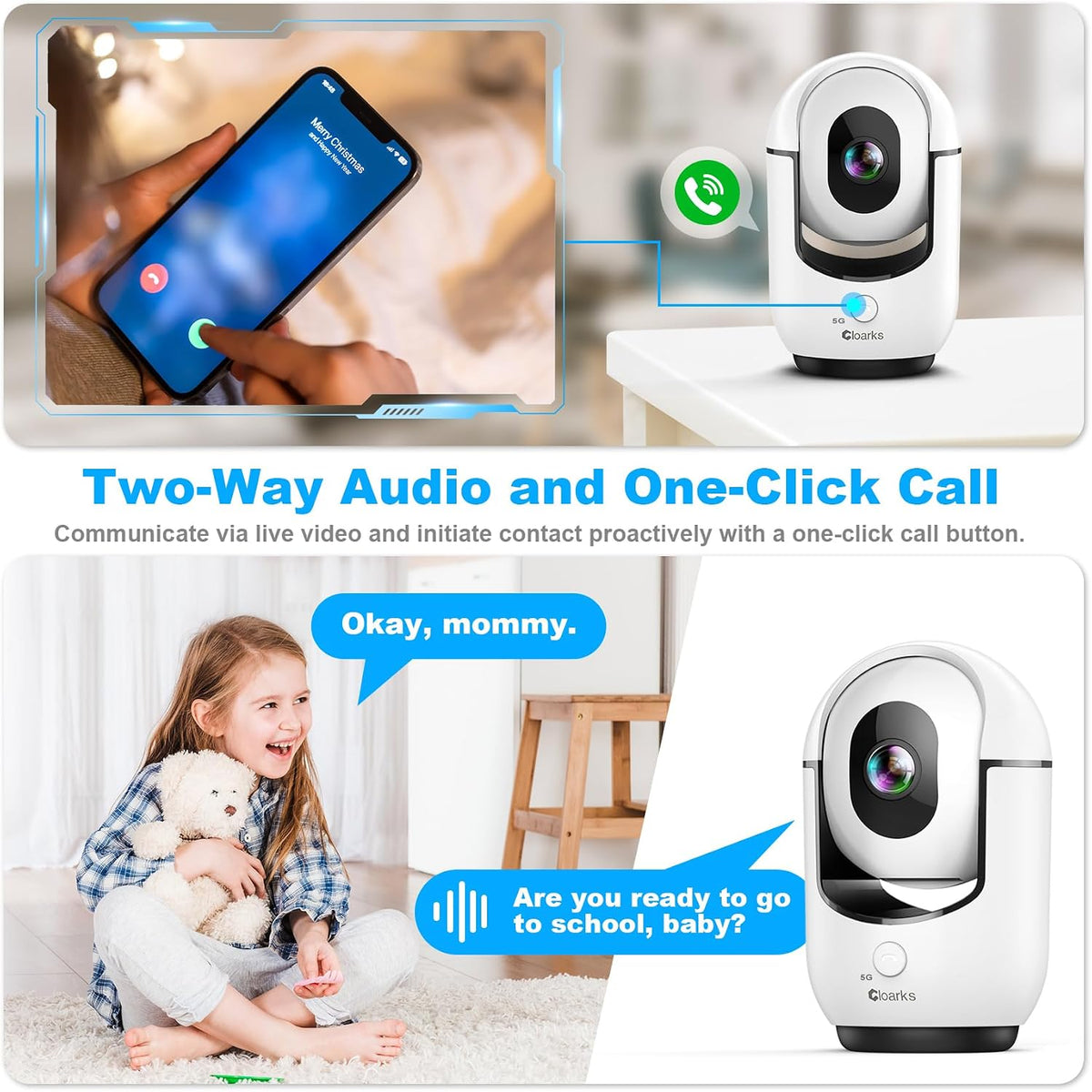 Cloarks 2K Pan/Tilt Security Camera, WiFi Indoor Cameras for Home Security with AI Motion Detection, Pet/Dog/Baby Camera with Phone App, 2-Way Audio, 24/7, Siren, TF/Cloud Storage, 4 Pack