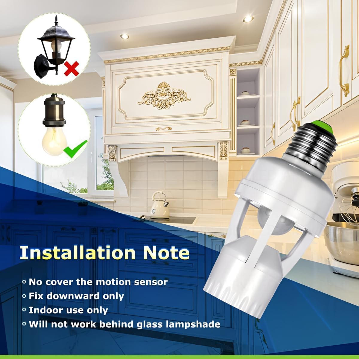 PIR Motion Sensor Light Socket Smart Screw in Light Bulb Outlet Compatible with E26/E27 Motion Activated Bulb Holder Adapter Automatic Control for Garage Storage Room(4pack)