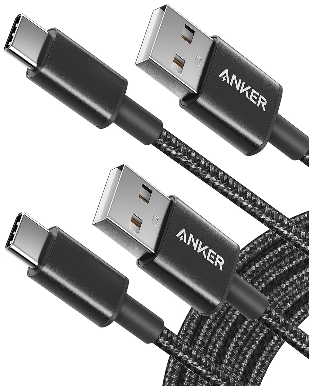 Anker Cable [2 Pack 10ft], USB A to USB C Cable for iPhone 17 Series,Samsung Galaxy S10 S10+, LG V30, Beats Fit Pro and More (Black).