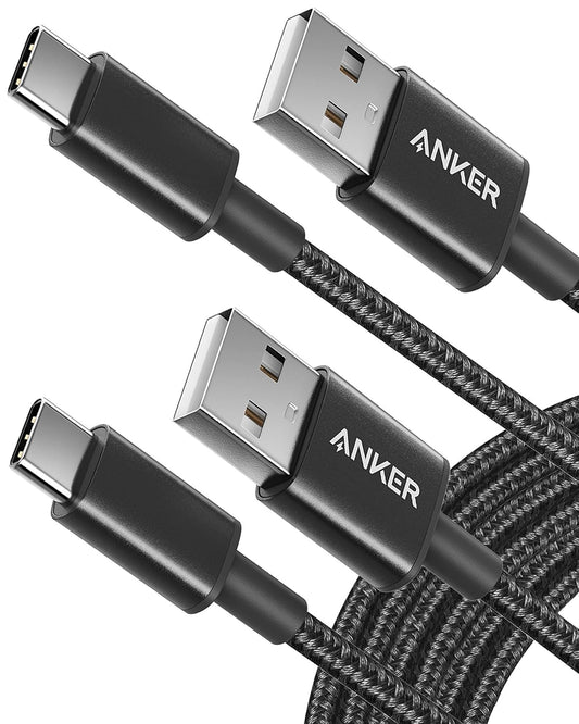 Anker Cable [2 Pack 10ft], USB A to USB C Cable for iPhone 17 Series,Samsung Galaxy S10 S10+, LG V30, Beats Fit Pro and More (Black).
