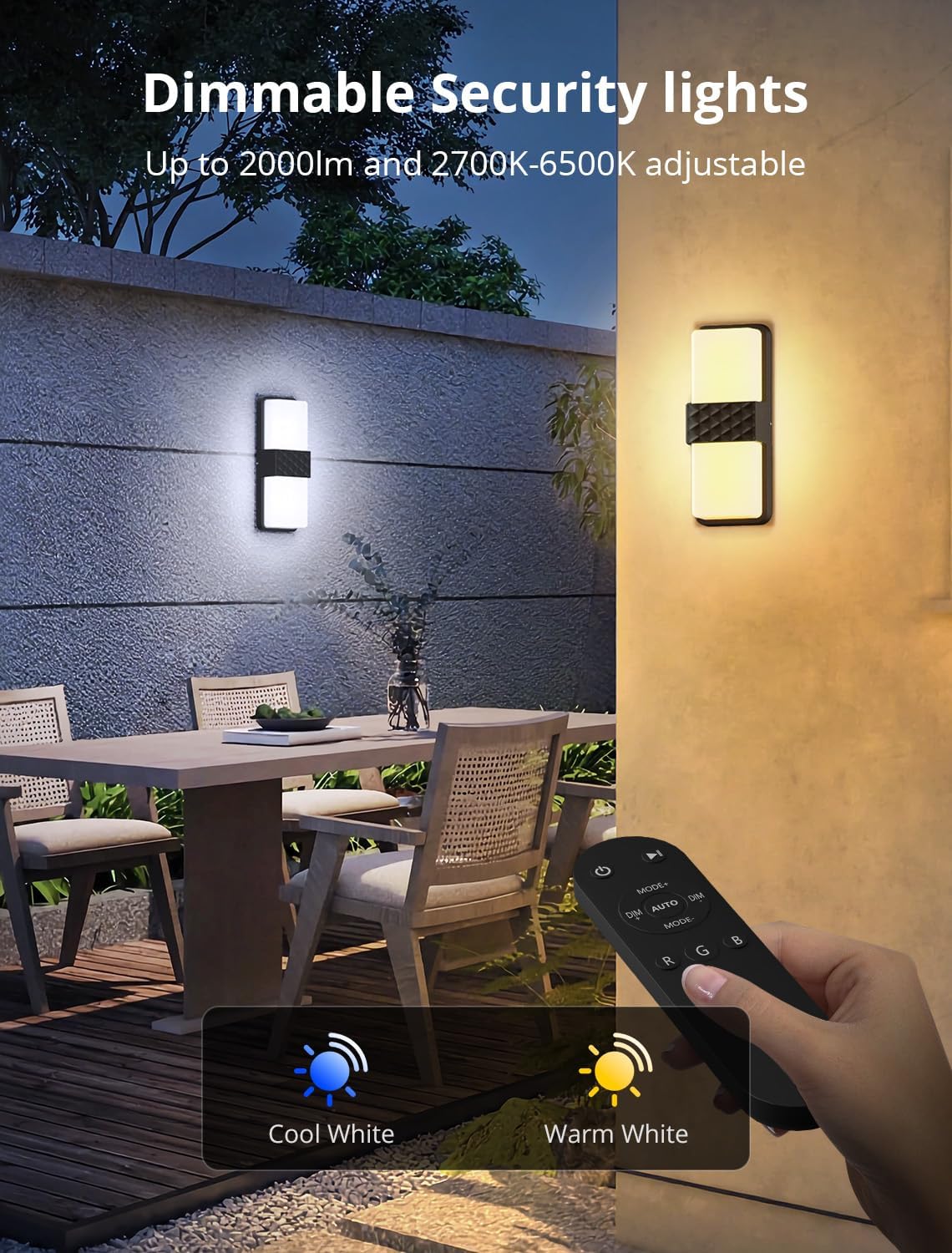 Smart Outdoor Wall Light, RGBCW Porch Light, IP65 Waterproof 1Pack