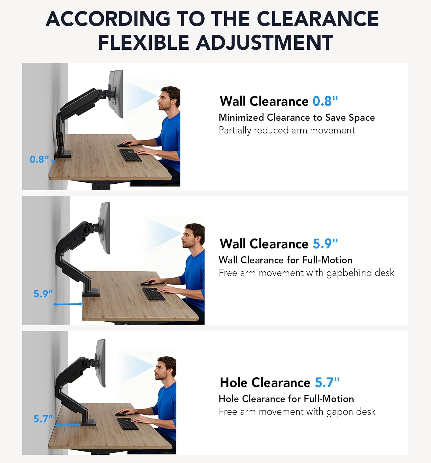 Dual Monitor Stand, Adjustable Monitor Desk Mount for 17″–32″ Computer Screens, Full Motion VESA 75x75/100x100 with C-Clamp & Grommet Aluminum Base, Each Arm Holds 4.4 to 20 lbs AX09DB201