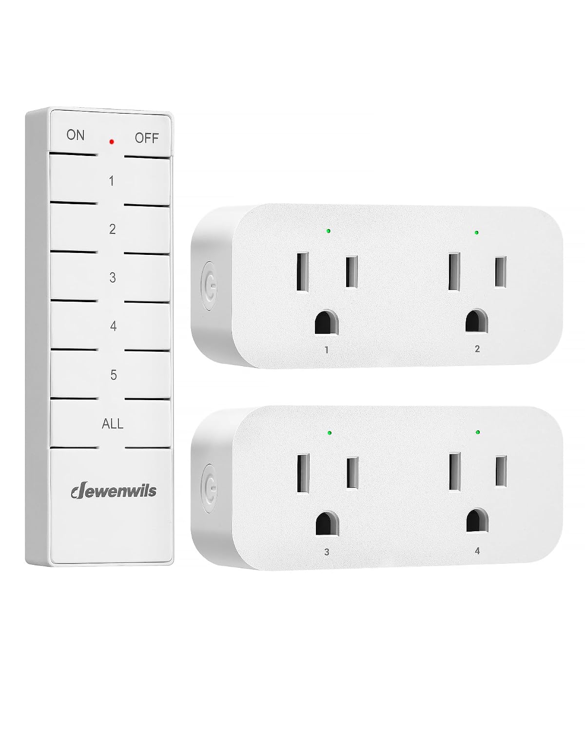 DEWENWILS Wireless Remote Control Outlet, 2 Independent Control Sockets Electrical Remote Light Switch, No Interference Remote Outlet Switch, No Wiring, 15A/1875W, 100 FT Range